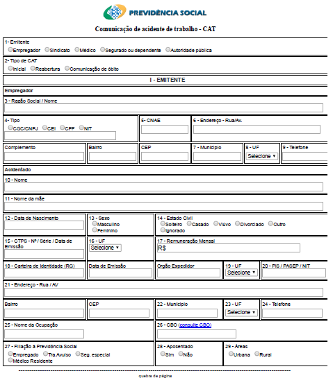 Comunicação de Acidente do Trabalho (CAT) - Parte 1