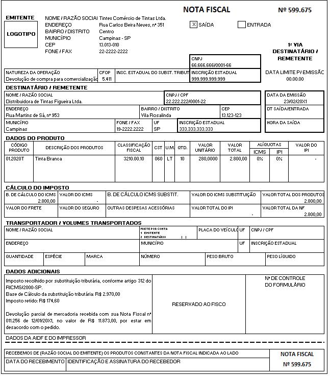 Devolução de substituído para outro contribuinte substituído