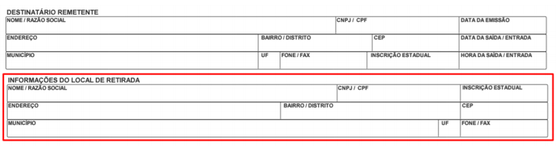 Danfe - Identificação do local de entrega